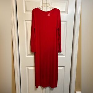 NWT A New Day Long Sleeve Rib-Knit Maxi Dress Size L Large Red